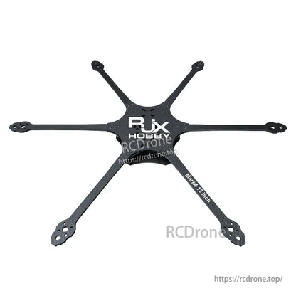 RJX Mark4 13-inch carbon fiber 6-arm FPV drone frame bottom plate with wide hex layout and motor mount ends