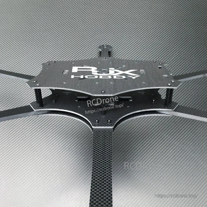 RJX Hobby Mark4 carbon fiber 6-arm FPV drone frame kit with stacked top plates and long arms