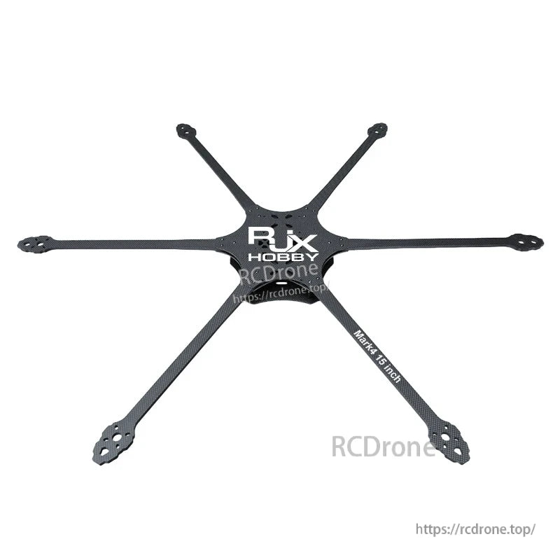 RJX Mark4 15-inch 6-arm carbon fiber drone frame plate with integrated arms and motor mount ends