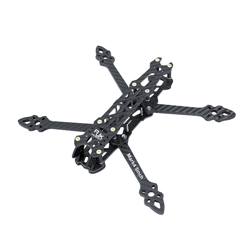 RJX Mark4 V2 5-inch carbon fiber FPV racing drone frame kit with X-arm layout and center plate