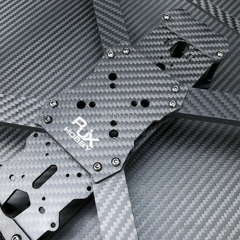 RJX Mark4 V3 Pro carbon fiber FPV drone frame plate with pre-drilled mounting holes and screws