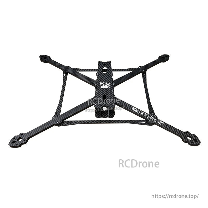 RJX Mark4 V3 Pro 13-inch carbon fiber FPV drone frame kit top plate with X-style arms and center brace