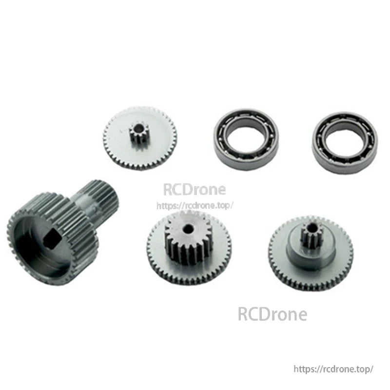 RJX mini servo gear set with four metal gears and two ball bearings for replacement or repair