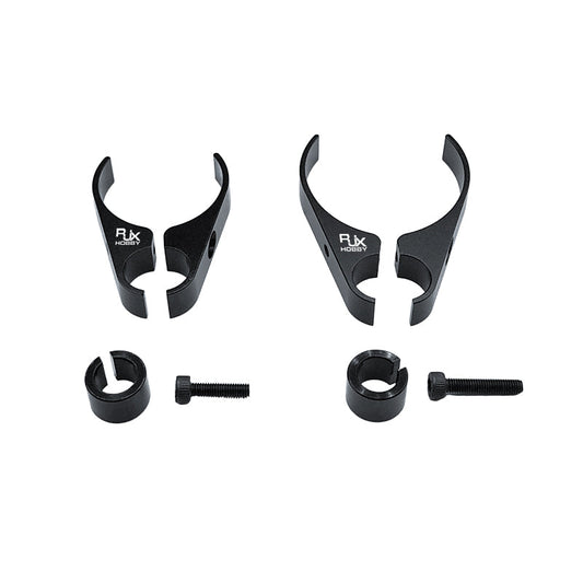 RJX Hobby plastic water pipe clamp set with snap-on tube brackets, split ring spacers, and bolts