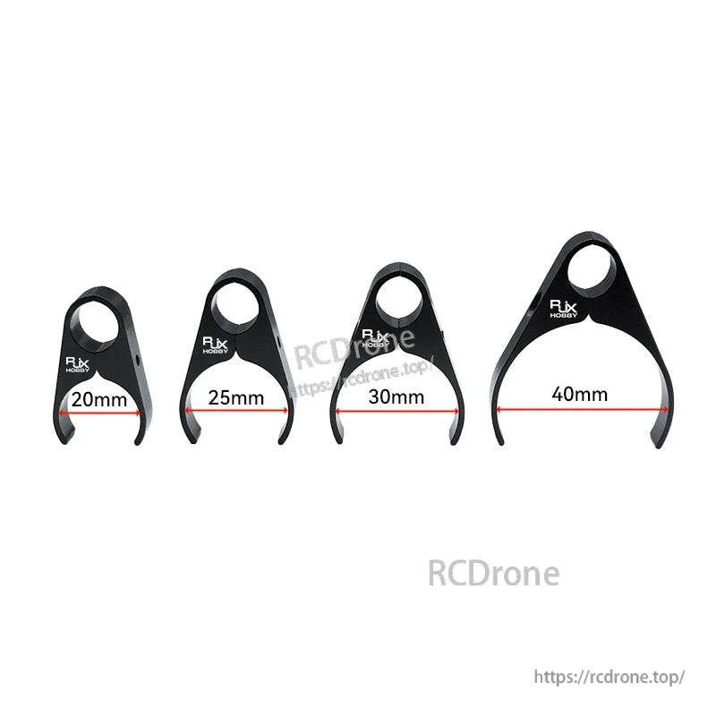 RJX Hobby plastic water pipe clamp size options for carbon fiber tube: 20mm, 25mm, 30mm, and 40mm
