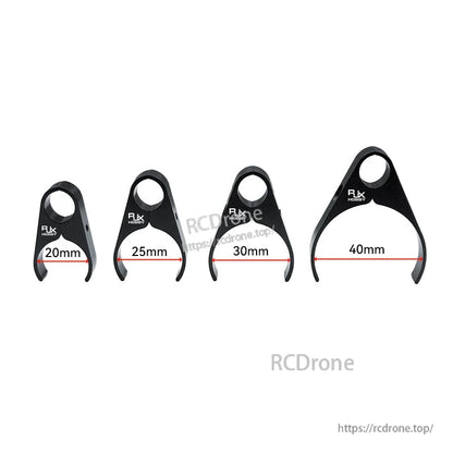RJX Hobby plastic water pipe clamp size options for carbon fiber tube: 20mm, 25mm, 30mm, and 40mm