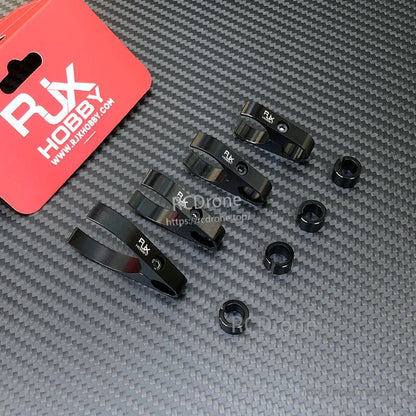 RJX black plastic water pipe clamp set with screw fasteners and spacer rings for carbon fiber tube