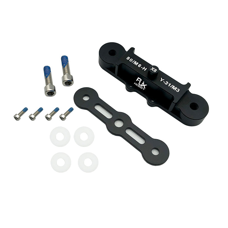 RJX Propeller Clip, RJX Hobby propeller clip clamp set with black aluminum block, mounting plate, M3 screws and washers
