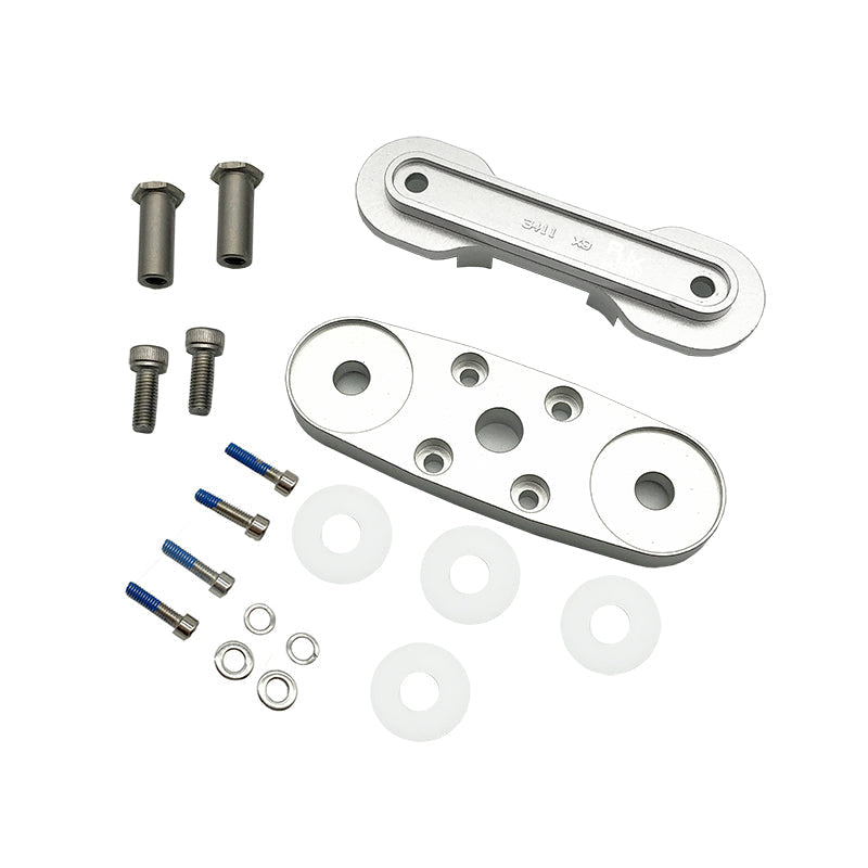 RJX propeller clip set with two aluminum clamp plates, screws, bushings, and plastic washers