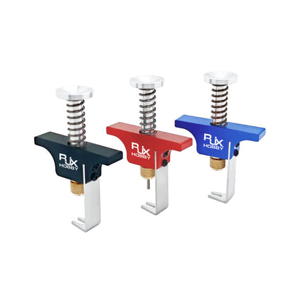RJX Propeller Removal Tool, RJX Hobby propeller removal tool with screw press and hooked jaw, shown in black, red, and blue