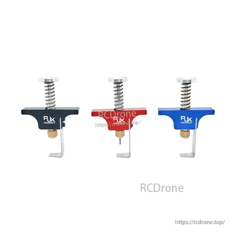 RJX Propeller Removal Tool, RJX Hobby propeller removal tool with screw puller and L-shaped metal hook, shown in black, red, and blue
