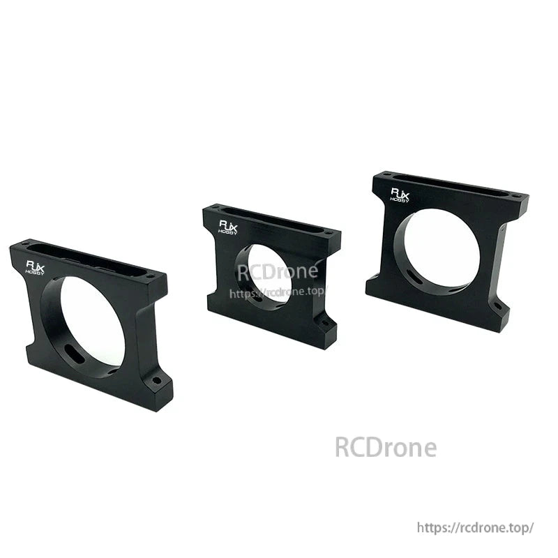 RJX Quick Release 15mm Single Rod Clamp, Three black RJX 15mm single rod clamps with circular opening and mounting holes for camera rig rods