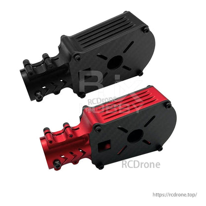 RJX quick release 15mm single rod clamp in red and black, with hinged clamp body and mounting plate