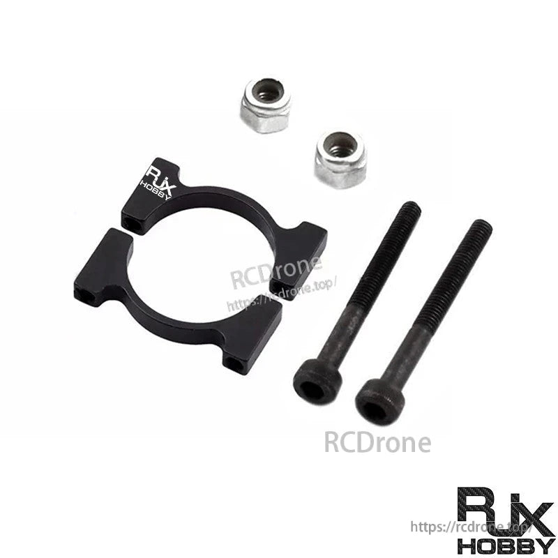 RJX quick release 15mm single rod clamp ring with two hex bolts and two nuts, black finish
