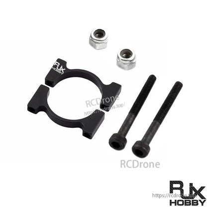 RJX quick release 15mm single rod clamp ring with two hex bolts and two nuts, black finish