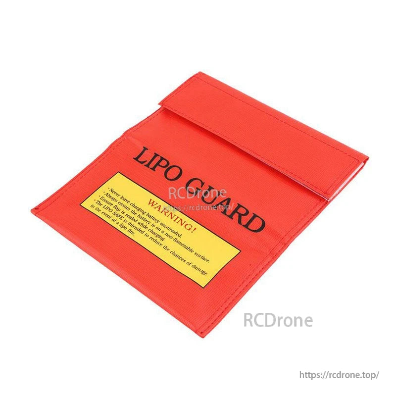RJX RC LiPo Battery Safety Bag, Red LiPo Guard RC battery safety bag with Velcro flap closure and printed warning label