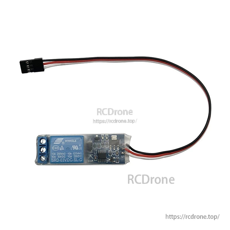 RJX RC PWM electronic relay switch module with 3-pin servo lead and screw terminal block (Songle SRD-03VDC-SL-C)