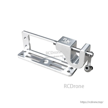 RJX Servo Dispenser Parabolic Switch, RJX RX Hobby aluminum servo dispenser parabolic switch assembly with slotted mounting base and linkage arm