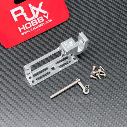 RJX Servo Dispenser Parabolic Switch, RJX Hobby machined aluminum servo dispenser parabolic switch bracket with linkage rod and mounting screws