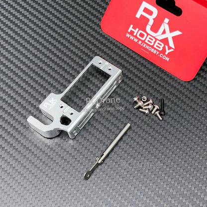 RJX Servo Dispenser Parabolic Switch, RJX Hobby aluminum servo dispenser parabolic switch bracket kit with mounting screws and linkage rod