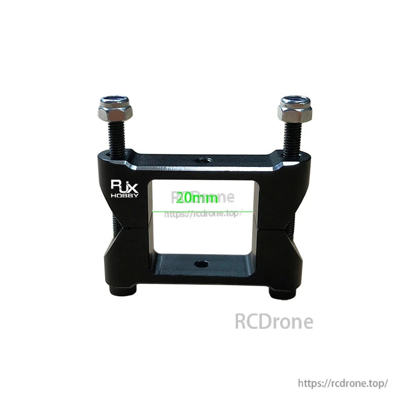 RJX square aluminum tube clamp with two M3 bolts and nuts for 20mm square carbon fiber tube
