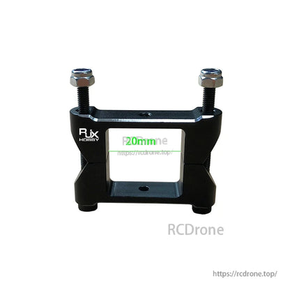 RJX square aluminum tube clamp with two M3 bolts and nuts for 20mm square carbon fiber tube