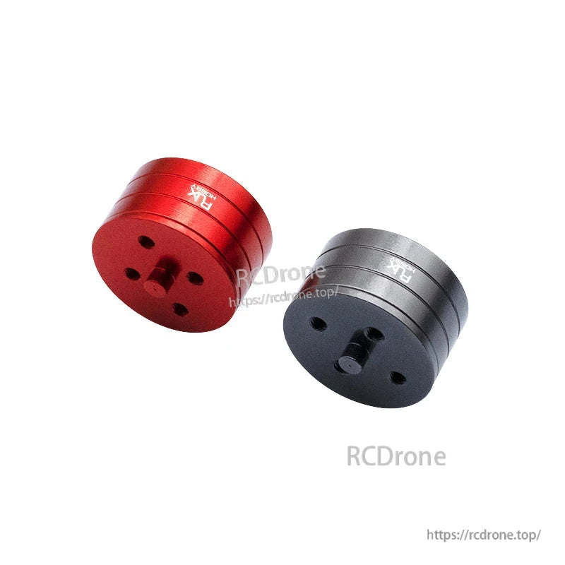 RJX quick release self-tightening propeller mount adapters for RC multirotor drones, red and black CW/CCW pair