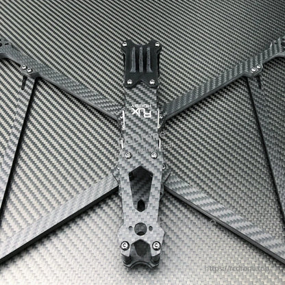 RJX TPU 3D Printed GoPro Mount, RJX 3D-printed GoPro-style 3-prong mount installed on a carbon fiber quadcopter drone frame