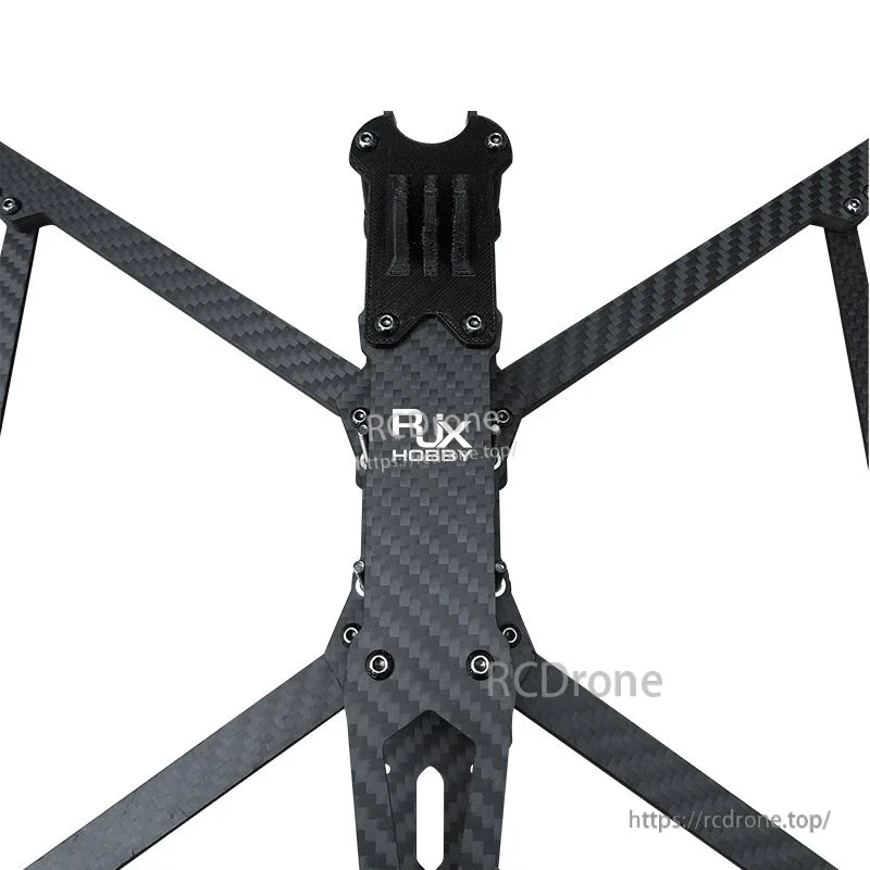 RJX TPU 3D printed GoPro mount installed on a carbon fiber FPV drone frame top plate
