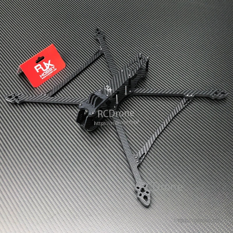 RJX TPU 3D Printed GoPro Mount, RJX carbon fiber FPV quadcopter frame kit with four arms, center plates, and mounting hardware