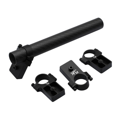 RJX UAV drone tube mount kit with long carbon tube and three black clamp brackets for accessory mounting