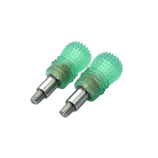 Pair of RJX V3 M3L anti-slip gimbal sticks with green textured grips and threaded metal shafts
