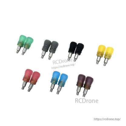 Set of RJX V3 M3L anti-slip gimbal stick ends with threaded metal shafts in assorted colors
