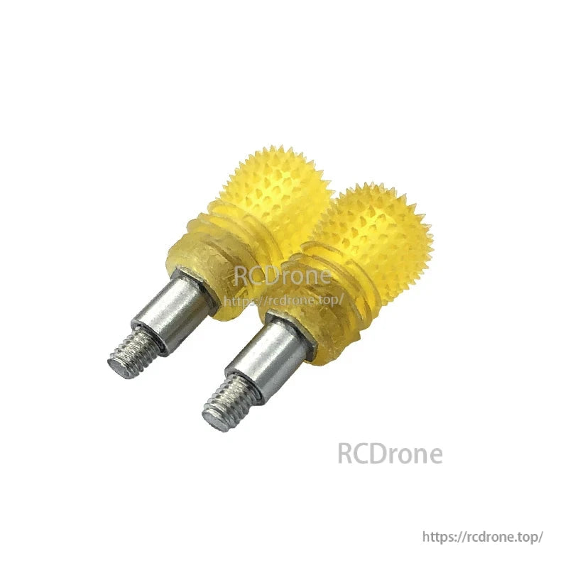 Pair of RJX V3 M3L anti-slip gimbal sticks with yellow textured domes and metal threaded shafts