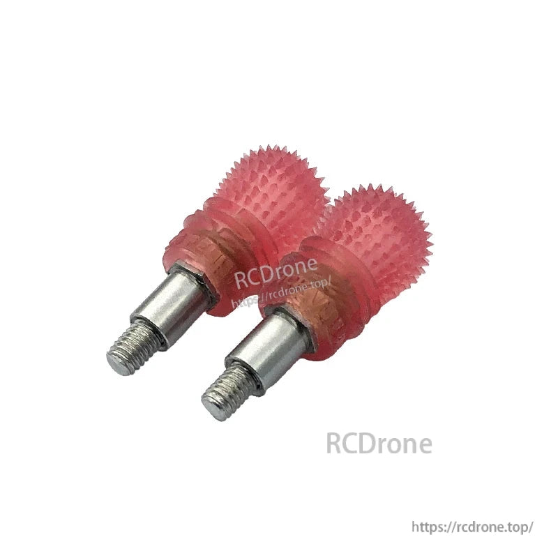 Pair of RJX V3 M3L anti-slip gimbal stick ends with red textured grips and M3 threaded metal shafts