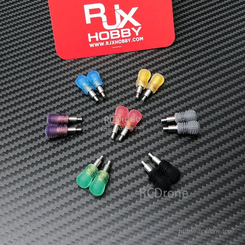 RJX V3 M3L Anti-Slip Gimbal Stick, RJX Hobby anti-slip gimbal stick ends with textured grips and metal threaded shafts in multiple colors