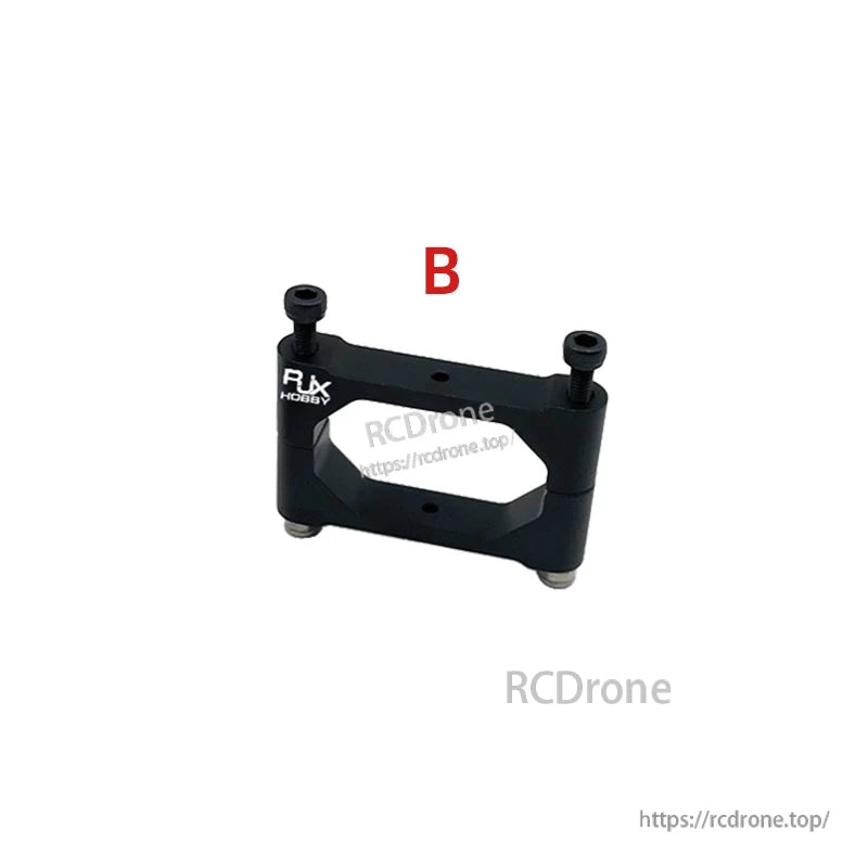 RJX vertical aluminum tube clamp in black with two posts and bolt-tightened top plate