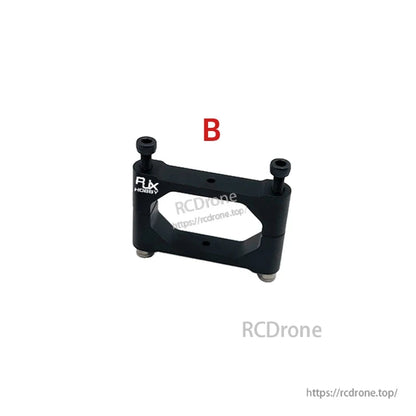 RJX vertical aluminum tube clamp in black with two posts and bolt-tightened top plate