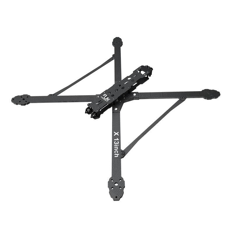 RJX X13 13-inch carbon fiber FPV racing drone frame with X-style layout and extended arms