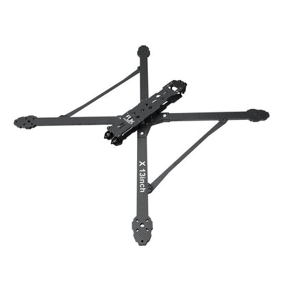 RJX X13 13-inch carbon fiber FPV racing drone frame with X-style layout and extended arms