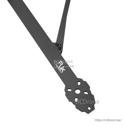 RJX X13 carbon fiber drone frame arm with motor mount hole pattern and RJX X13 marking