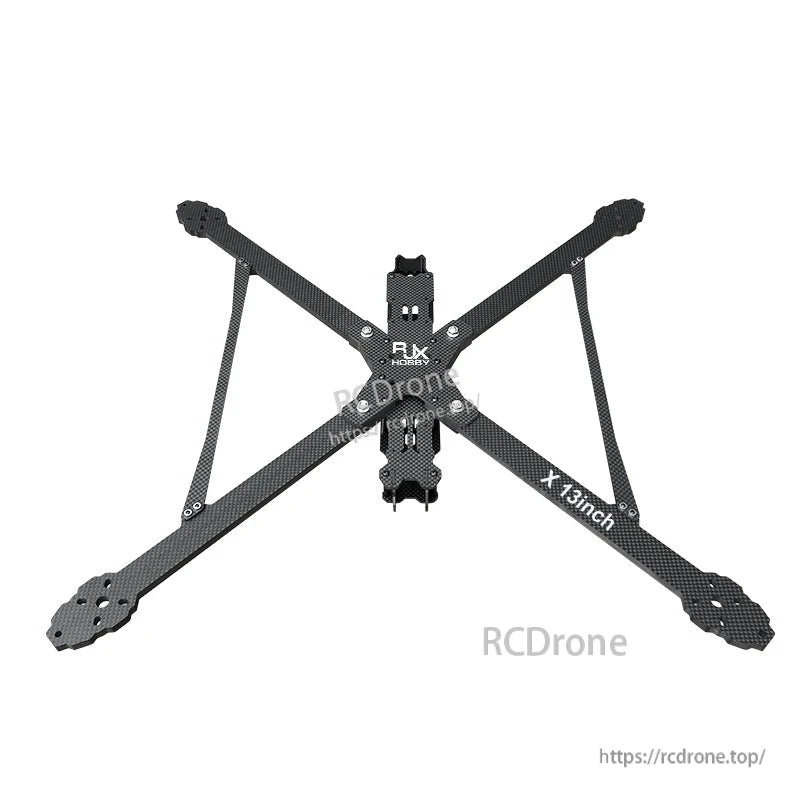RJX X13 13-inch carbon fiber FPV racing drone frame kit with long X arms and central mounting plate