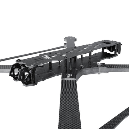 RJX X13 13-inch carbon fiber FPV drone frame kit with long arms, top plate, standoffs, and hardware