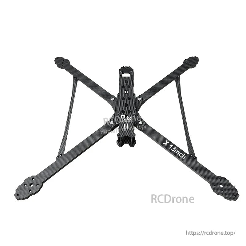 RJX X13 13-inch carbon fiber FPV drone frame with X layout arms and central mounting plate