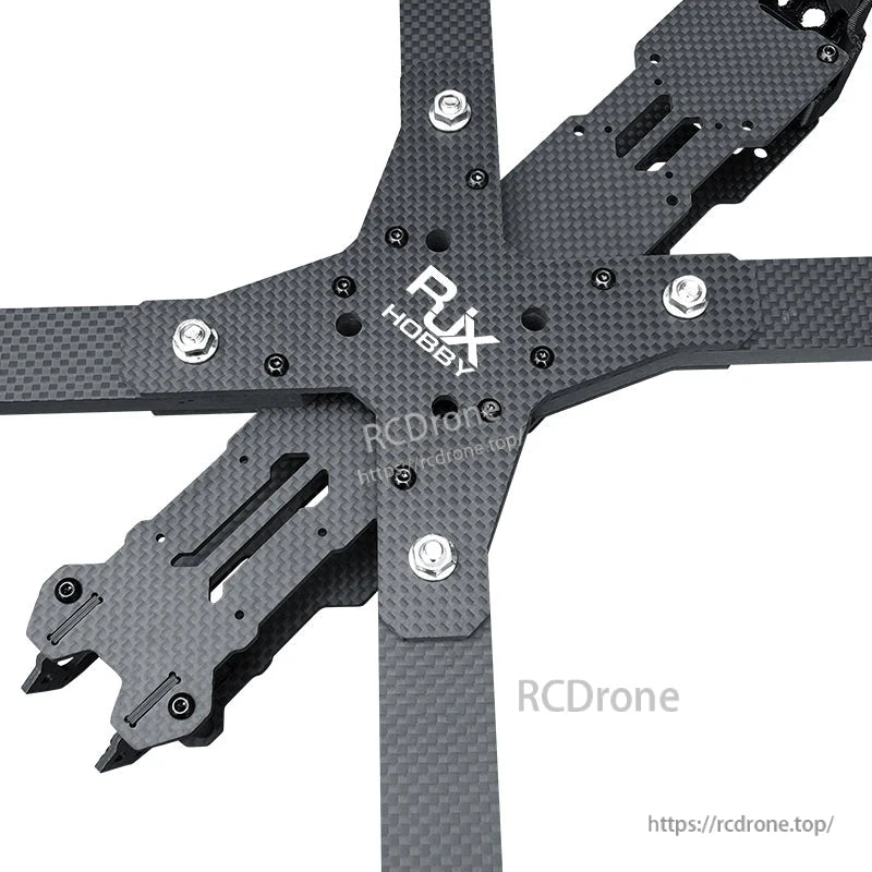 RJX Hobby X15 carbon fiber FPV racing drone frame kit with X layout arms and center plate hardware