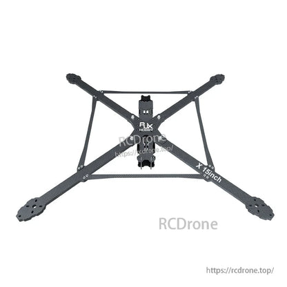 Top view of RJX X15 15-inch carbon fiber FPV drone frame with wide X arms and central mounting plate