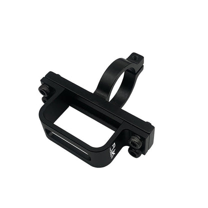 RJX XT90 Plug Fixed Seat Connector Mount, RJX aluminum XT90 connector mount bracket with clamp ring and rectangular fixed seat frame, black finish