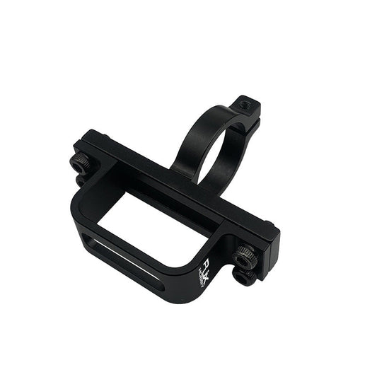 RJX XT90 Plug Fixed Seat Connector Mount, RJX aluminum XT90 connector mount bracket with clamp ring and rectangular fixed seat frame, black finish