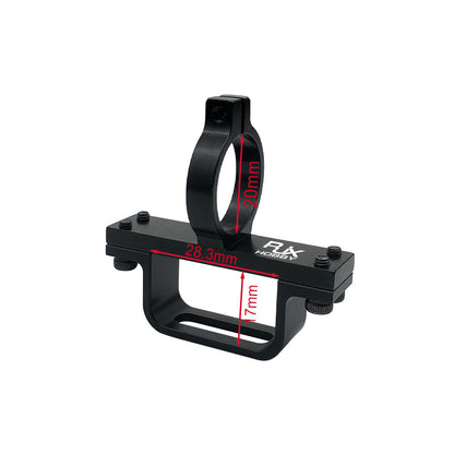 RJX XT90 Plug Fixed Seat Connector Mount, RJX Hobby XT90 plug fixed-seat connector mount bracket with 20mm ring clamp and 28.3mm x 7mm base