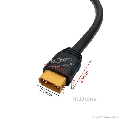 RJX XT90H Male Plug Power Cord LSD-50 80cm, 50A DC 500V, Brass Gold-Plated Connector w/ Fixed Seat